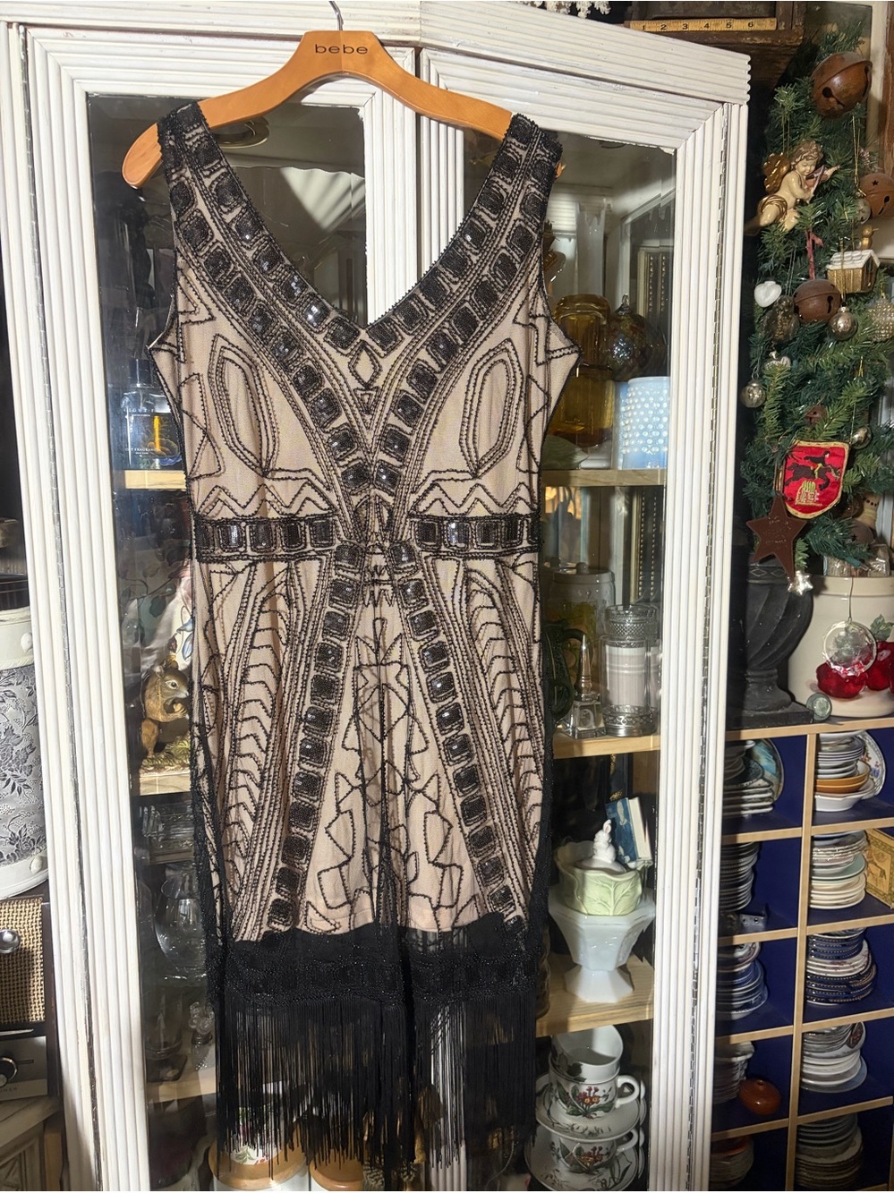 Black & cream lace 1920 flapper dress XL - Picture 8 of 11